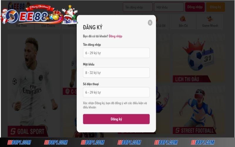 Đăng ký làm thành viên tại nhà cái EE88 cực đơn giản với 3 thao tác